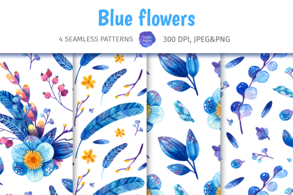 Blue Floral Seamless Patterns: A Versatile Design Asset for Winter Weddings and Beyond