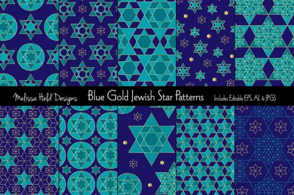 Blue Gold Jewish Star Patterns: A Beautiful Resource for Designers and Enthusiasts