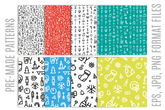 Happy New Year Doodle Patterns