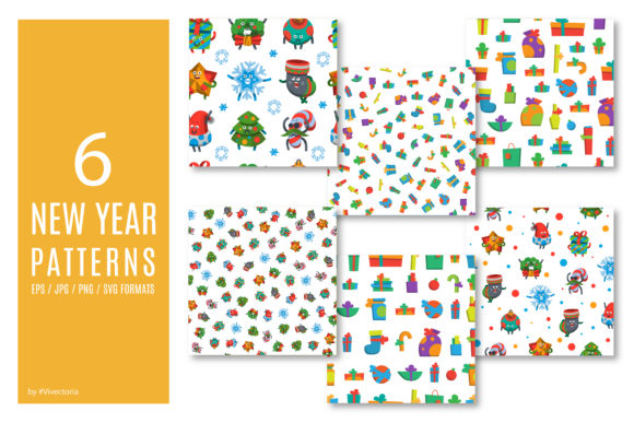 New Year Emoticons Gifts Patterns