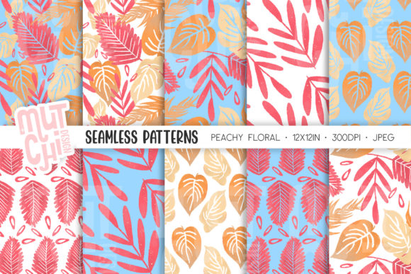 Peachy Floral Seamless Patterns