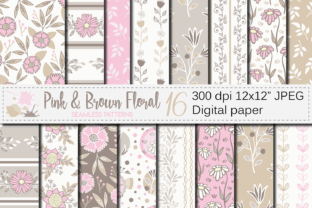 Pink and Brown Floral Seamless Patterns