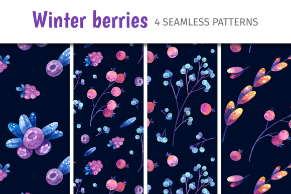 Seamless Patterns with Winter Berry