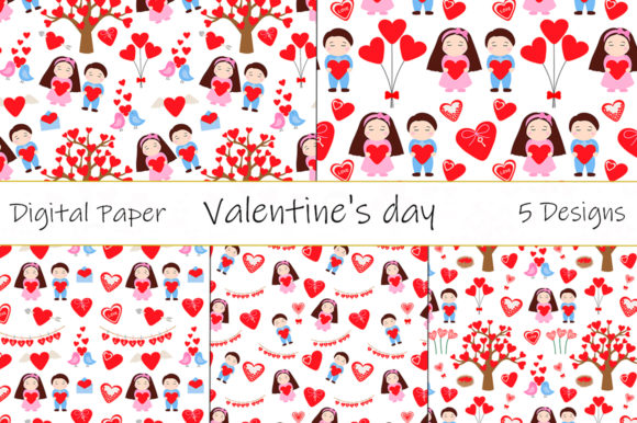 Valentine’s Day Boy Girl Birds Pattern